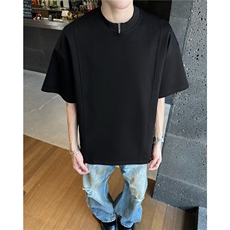 夏季新款cleanfit短袖设计感小众半拉链圆领T恤休闲T5578-P37，男装T恤，星座308B-2