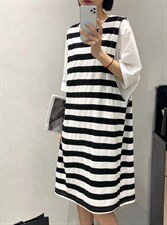 拼接针织连衣裙，女装连衣裙，日の谷