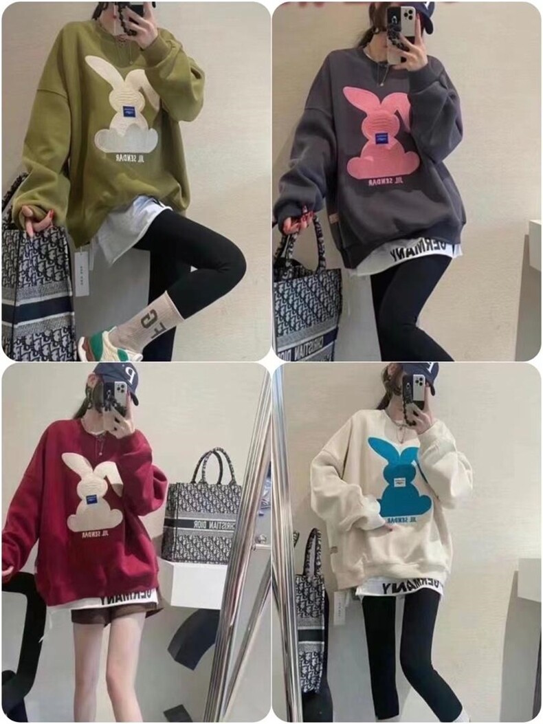 新款兔子加绒卫衣，女装卫衣/绒衫，娇姿百合