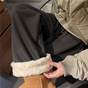 冬季新款加绒保暖百搭纯色宽松休闲卫裤B315-K858JR-特p40控78图片