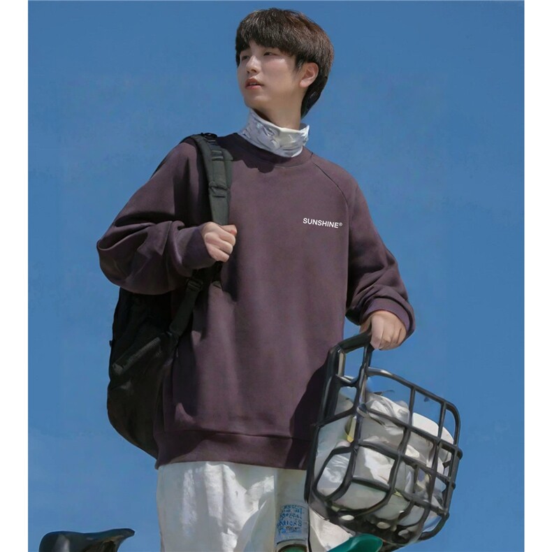 W11男女休闲大码小字母印花圆领长袖卫衣外套学生青少年团队班服，女装短外套，星座115A-3