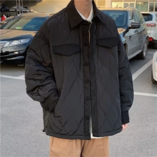 秋冬季新款ins菱形格立领棉衣男百搭棉服宽松工装外套W6037-P64，男装棉衣，星座512-2