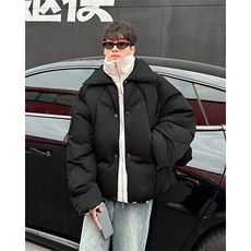 手充棉港风潮牌宽松百搭立领假两件保暖棉服XZ212-1-QMY092-P155，男装棉衣，星座212-1