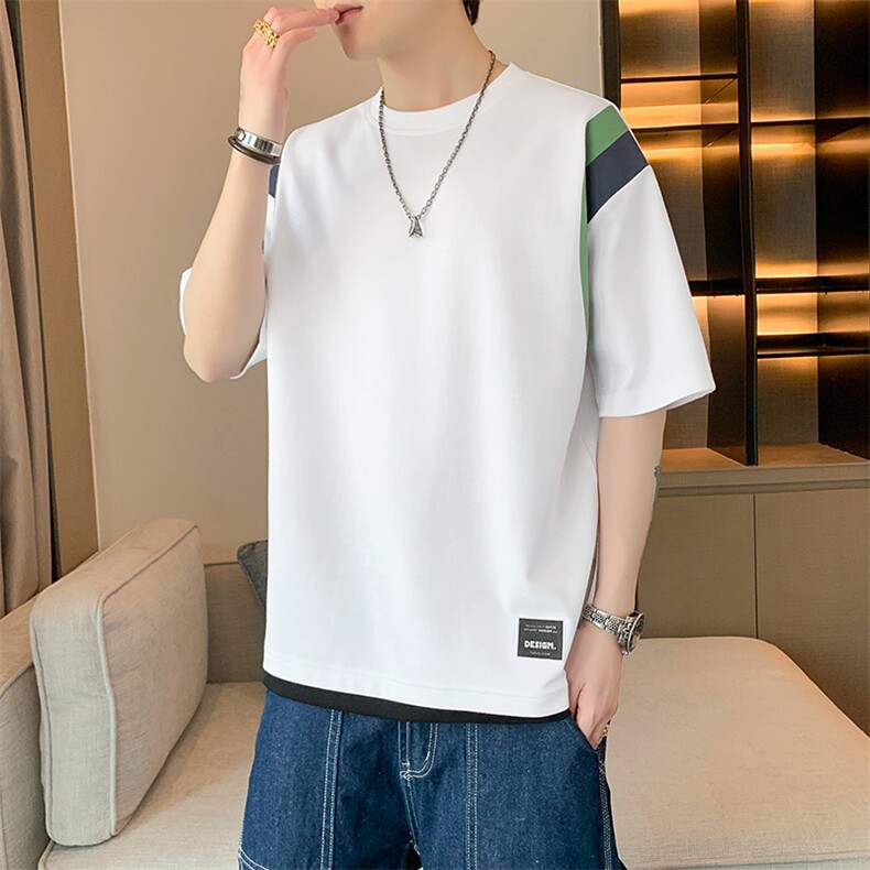 冰氧仿棉短袖店主风夏季休闲百搭撞色印花男上衣TC3157-P25控48,男装T恤,星座717