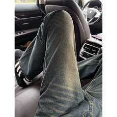 B221美式ins高街暗黑百搭加厚宽松直筒牛仔裤LK24389-特P45控78，男装牛仔裤，电商B221
