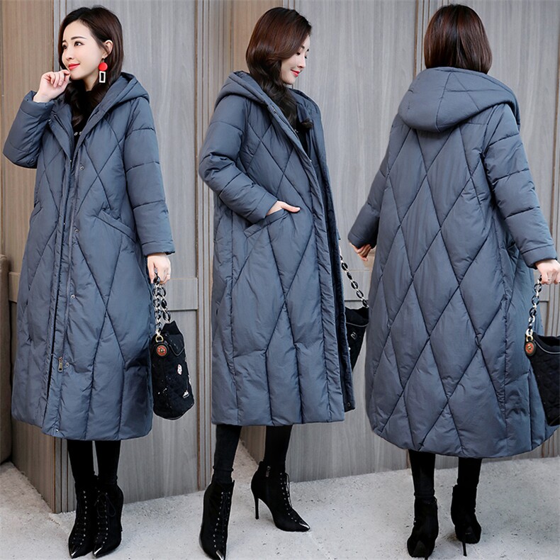 2025冬季新款休闲加厚保暖舒适纯色中长款棉服时尚，女装棉衣/棉服，香香