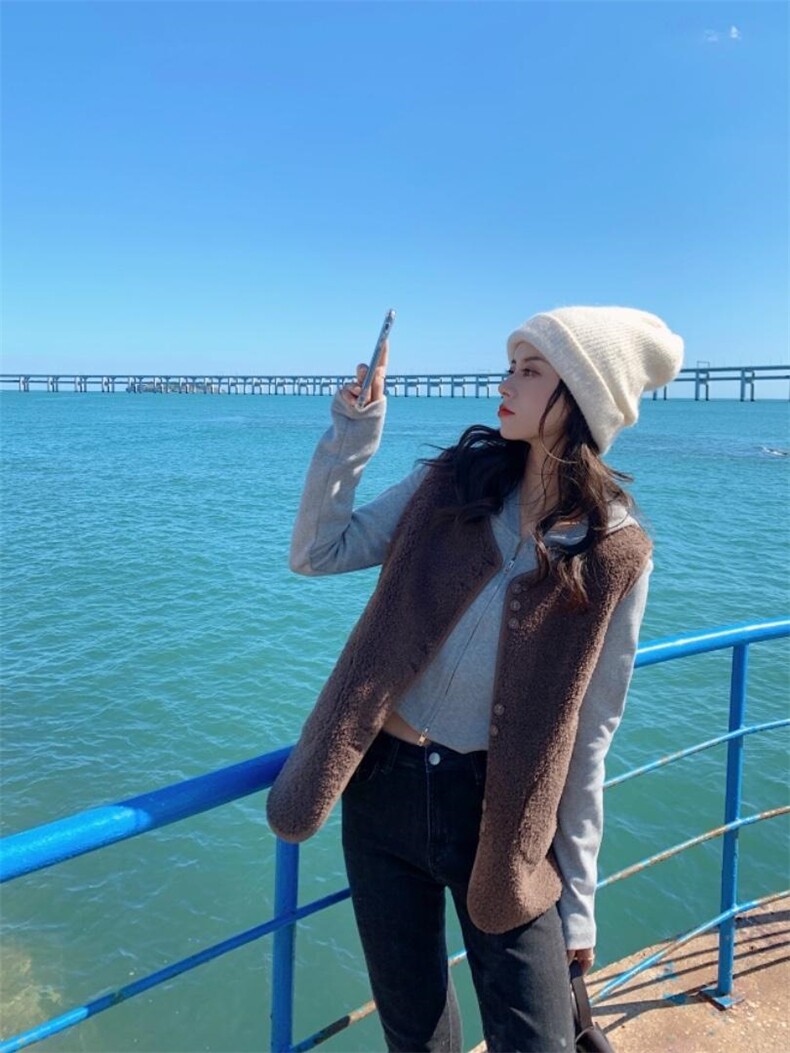 皮毛一体马甲，女装马甲，唯品