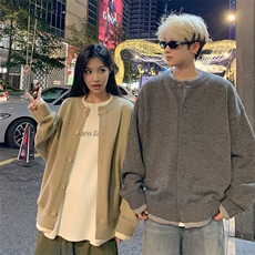 美式潮牌情侣假两件纽扣设计毛衣开衫针织衫MY39-P78，男装针织衫/毛衣，星座308B-2