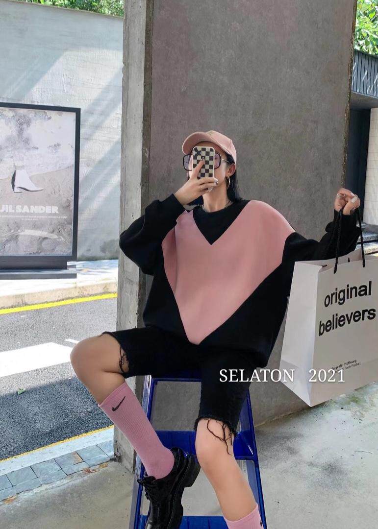 撞色韩版卫衣，女装卫衣/绒衫，雪蘭桐