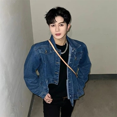 不规则长度裁剪垫肩牛仔夹克外套男1191-P70，男装夹克，星座910-5