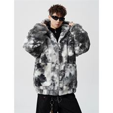 羊羔毛棉衣潮扎染情侣大码M-5XL毛绒外套男MY78198P138控198，男装棉衣，星座227-7