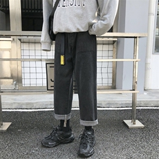 黑色牛仔裤直筒宽松春秋阔腿裤韩版潮流男士潮牌休闲裤子K063-P45，男装牛仔裤，电商A318