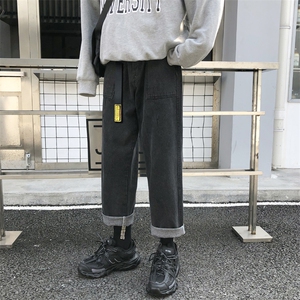 黑色牛仔裤直筒宽松春秋阔腿裤韩版潮流男士潮牌休闲裤子K063-P45图片