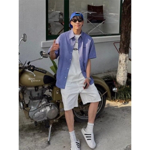 复古衬衫男夏装港风宽松趣味新款男装上衣外穿513DC1782P29图片