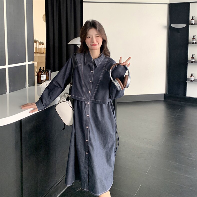 牛仔连衣裙长款风衣,女装连衣裙,浙宝069