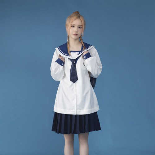 中性女类C316 CS678 P65JKDK水手服制服宽松班服情侣装男女款拼接图片