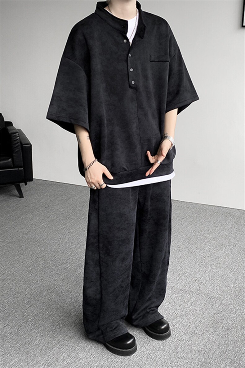 可拆开卖！立领POLO衫短袖t恤套装男生休闲运动青少年搭配帅气夏,男装T恤,电商B312