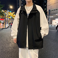 港风拼接上衣夹克宽松落肩立领冲锋衣外套JK864P65，男装夹克，星座1204-3