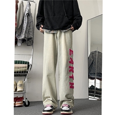DNZ0034-P47；高街美式字母潮牌牛仔裤秋冬直筒宽松休闲直筒，男装牛仔裤，星座603-2