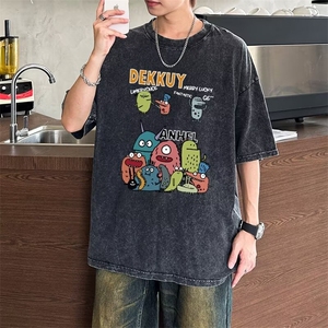 短袖T恤潮牌男t恤男士大码潮宽松圆领印花潮流上衣ins图片