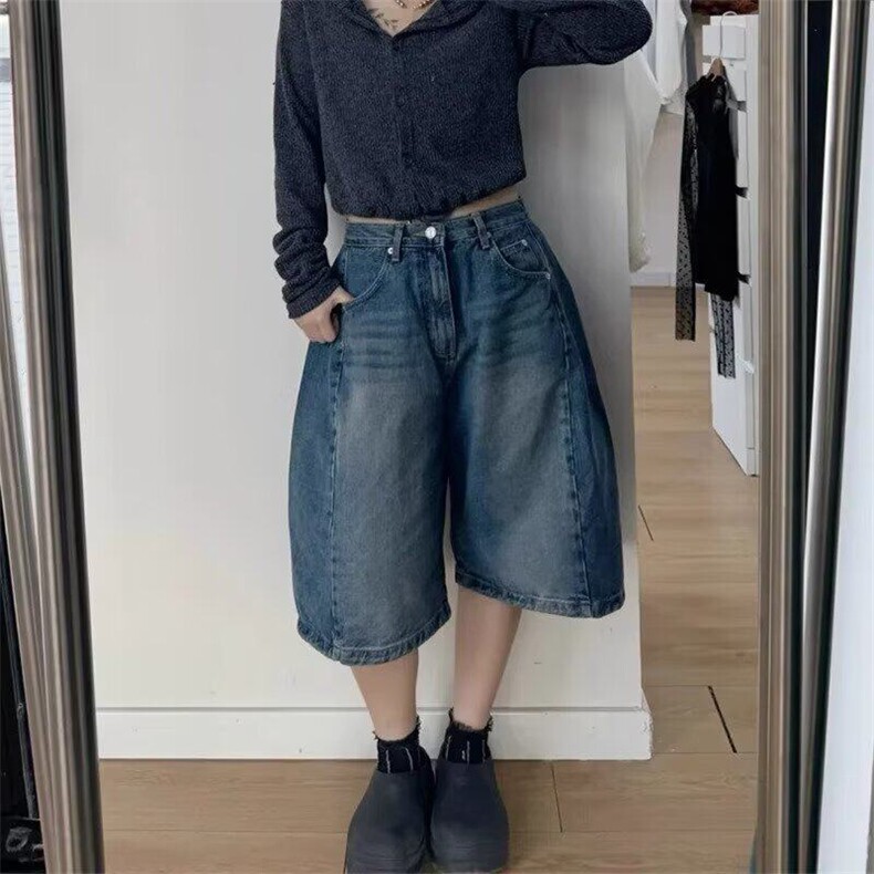夏季新款韩版宽松显瘦高腰牛仔裤女百搭休闲时尚五分裤 NB3026图片