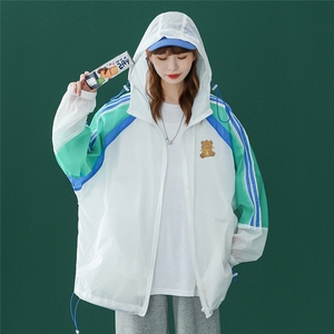 中性风  夏季百搭宽松休闲防晒服拼色织带情侣外套F607 P55控68图片
