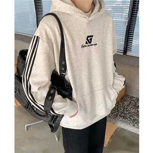 港风连帽刺绣LOGO袖子三杠织带大码M-5XL卫衣男WY77737P58控78,男装卫衣,星座226-2