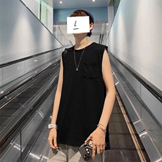 无袖T恤男港风潮流口袋个性帅2023夏季新款ins宽松背心ST179-P22，男装T恤，星座412-3