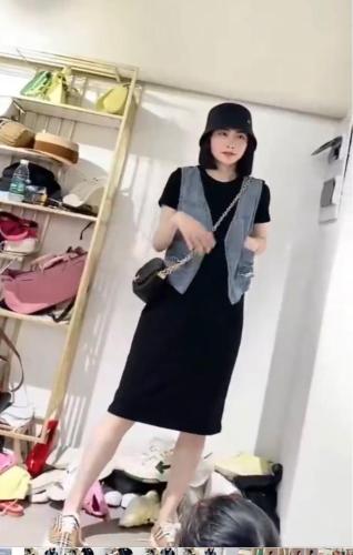 AX305欧洲站2021夏季新款欧货时尚拼接牛仔假两件连衣裙,女装连衣裙,L·H·X