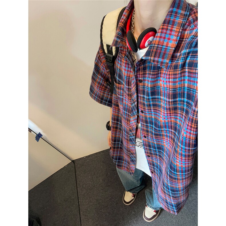 夏季复古格子大码原创休闲男半袖短袖衬衫C2174-P24【特价】,男装T恤,电商A007