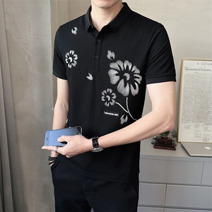 男装Polo衫翻领短袖印花透气2025新款短袖t恤C317-1855-P55图片