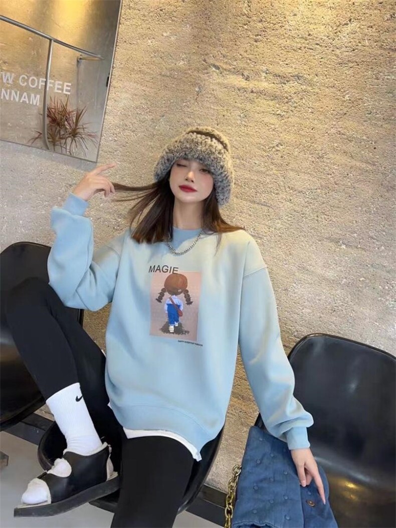 假两件拼接加绒卫衣，女装卫衣/绒衫，泽妤