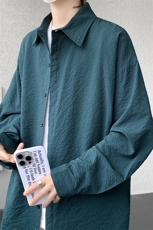 8XL-M泡泡纱盐缩肌理长袖衬衫男春季冰丝外套防晒衬衣CS29007P40，男装防晒衣，电商B312