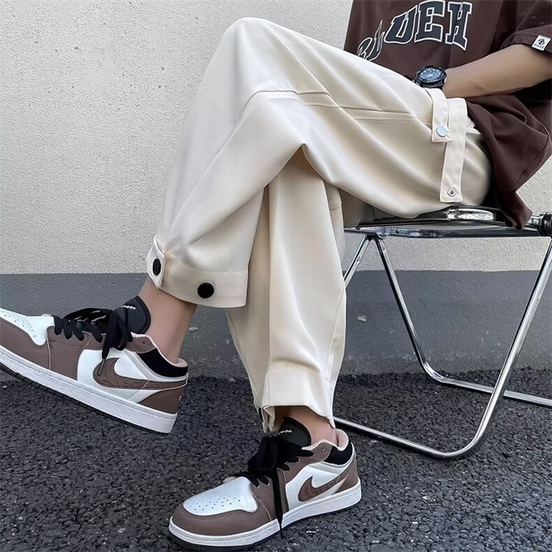 黑武士冰丝裤子男款韩版潮流夏季薄款宽松小脚运动大码九分休闲裤，男装休闲裤，星座601-2