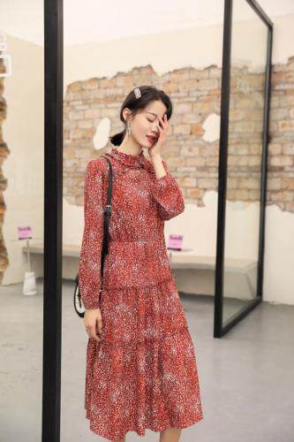 冬季新款加绒加厚连衣裙，女装连衣裙，荷塘月色