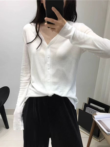 2025年春季冰丝针织开衫外套女士新款薄款V领打底衫内搭长袖上衣图片