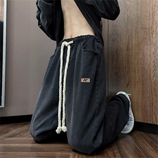 咖色阔腿牛仔裤男生春秋季美式复古直筒裤子潮牌水洗做旧休闲长裤，男装牛仔裤，星座1008