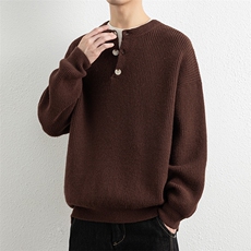 25685-特P53秋季时尚圆领毛衣外套男针织衫纯色宽松打底衫，男装T恤，电商D310B