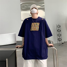 美式街头宽松短袖t恤男潮牌复古休闲半袖情侣圆领上衣T30477-p35，男装T恤，星座1008