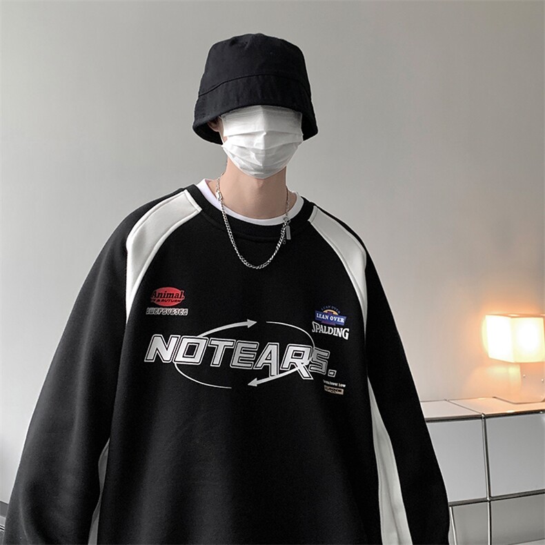 春季新款美式高街机能风卫衣男重工插肩撞色MY02398-P58图片