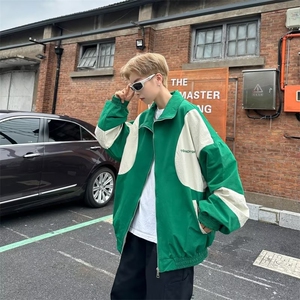 拼接撞色立领外套男春秋季街头痞帅嘻哈机车风衣运动夹克 J2302图片