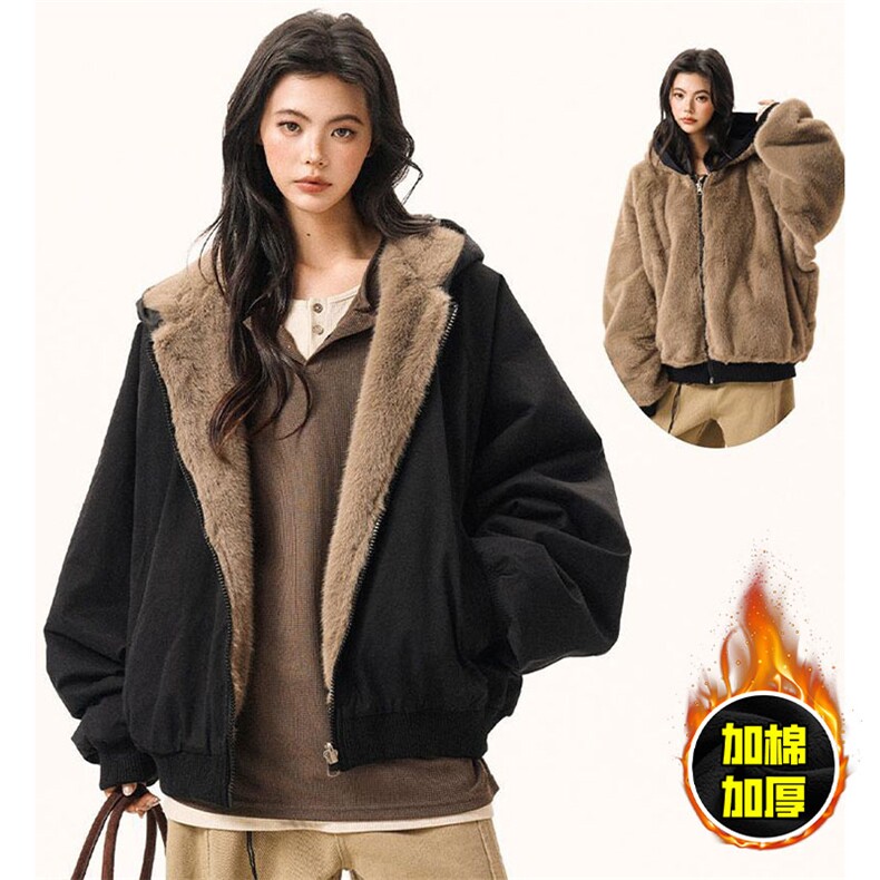 两面穿现货重磅短款座山雕棉衣男女双面穿毛毛绒棉服加厚外套，男装棉衣，电商A443