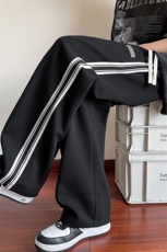 2025休闲长裤男款秋冬宽松直筒阔腿垂感卫裤潮牌运动裤D015-P45，男装休闲裤，星座509