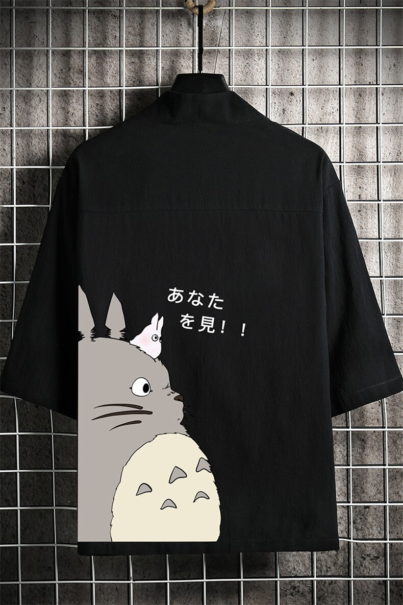 HF59150-P40风汉服男开衫外套七分袖道袍网格挂拍,男装民族服装,电商A040A