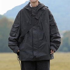 美式机能工装外套男春秋季户外防风防水冲锋衣潮牌宽松登山夹克，男装夹克，星座716-4