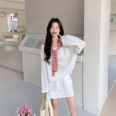 薄麻料防晒上衣+披肩+裙裤三件套R2C086-2567P130K198，女装套装/套裙，2C086