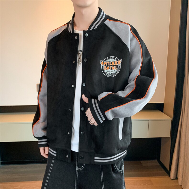 麂皮绒棒球服男士春秋飞行员夹克ins刺绣美式外套男上衣JK036-P93,男装夹克,星座308B-2
