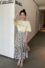 【现货】2021夏装T恤半身裙套装166-QZ12P90控价138黑菊花，女装连衣裙，茜茜公主