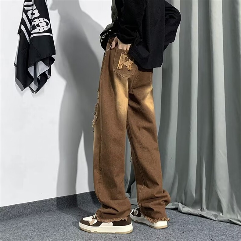 牛仔裤男秋季潮大码休闲裤子高街N4121P43,男装牛仔裤,星座1116-2