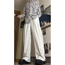 弯刀裤飘带宽松休闲西裤垂感高腰阔腿拖地长裤504-K849-P60控78，男装休闲裤，星座504